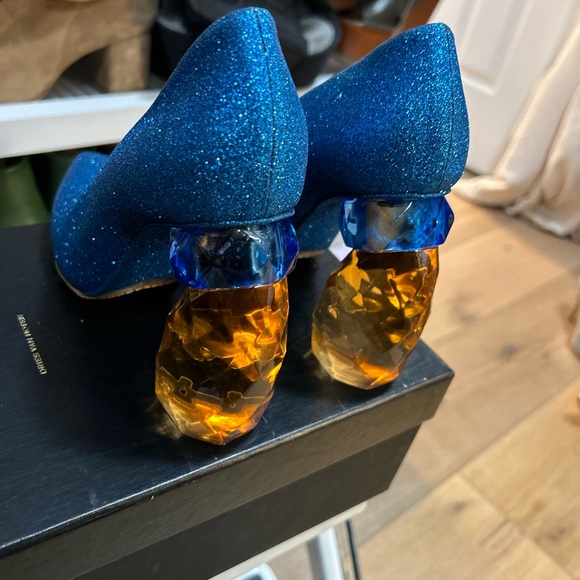 Dries Van Noten Blue Glittery Heels